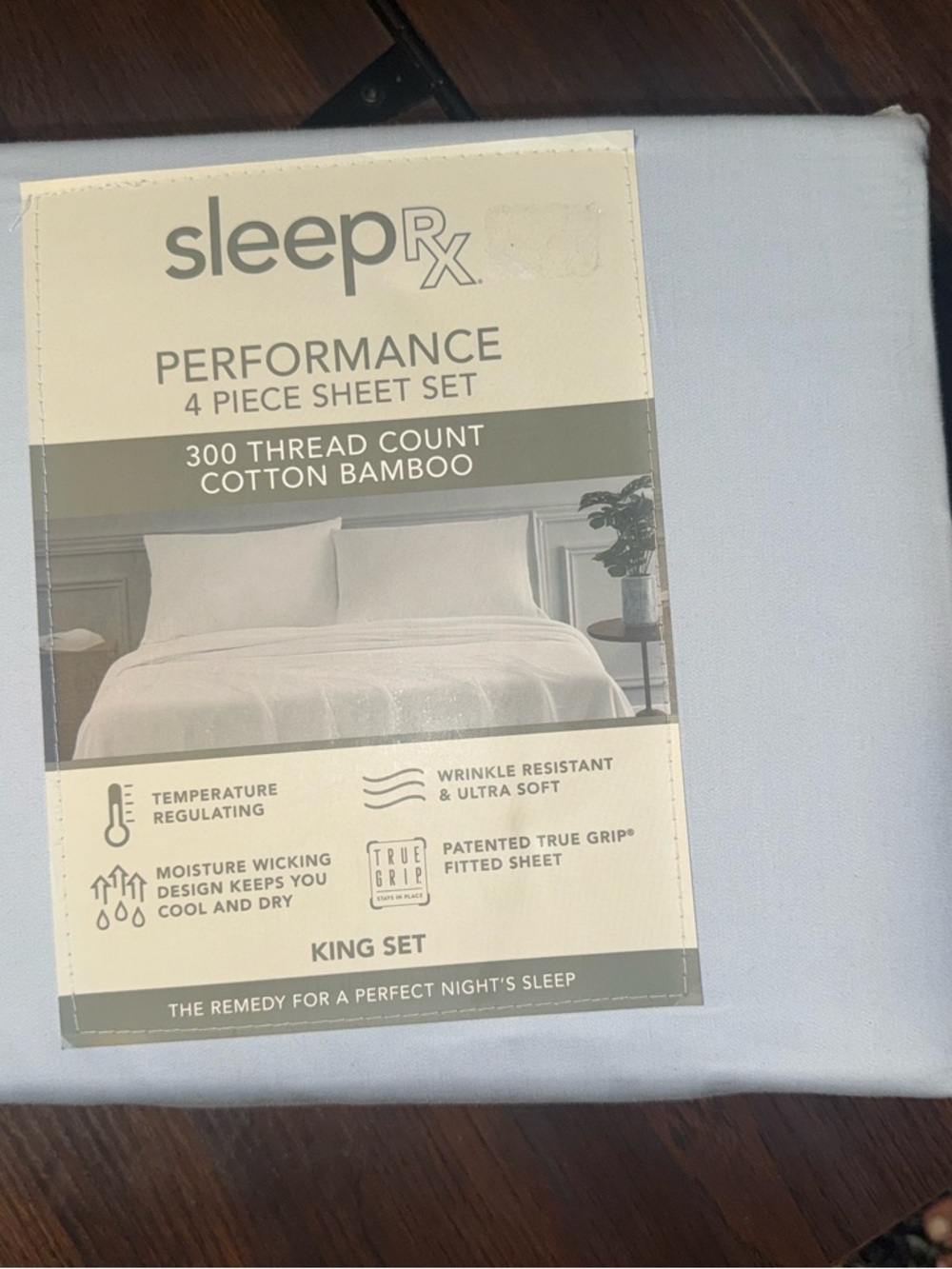 SleepRx Performance 4-Piece King Sheet Set - Light Blue